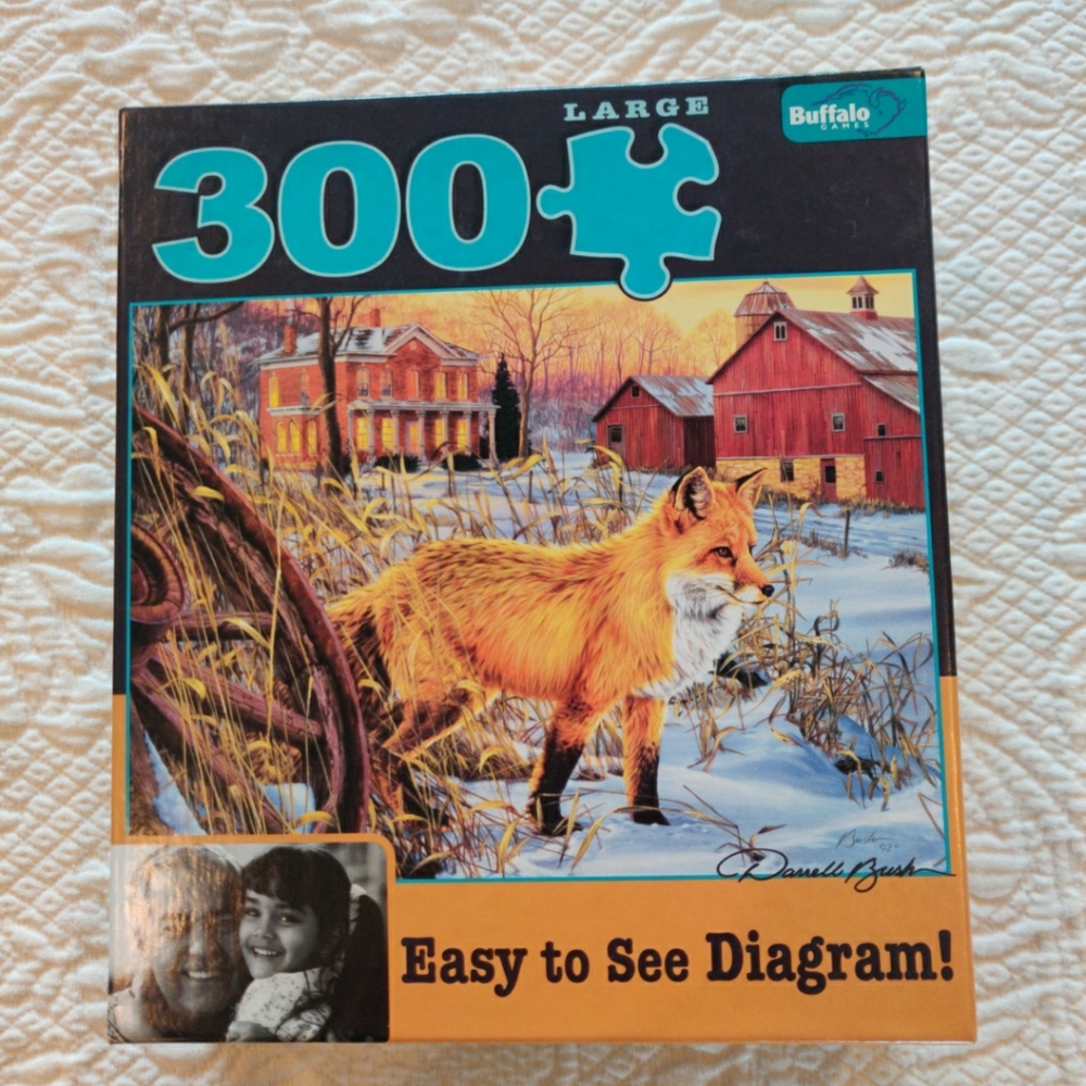 300 Large Pieces Hiding Place Darrell Bush Fox Snow Poster Barn Country Winter